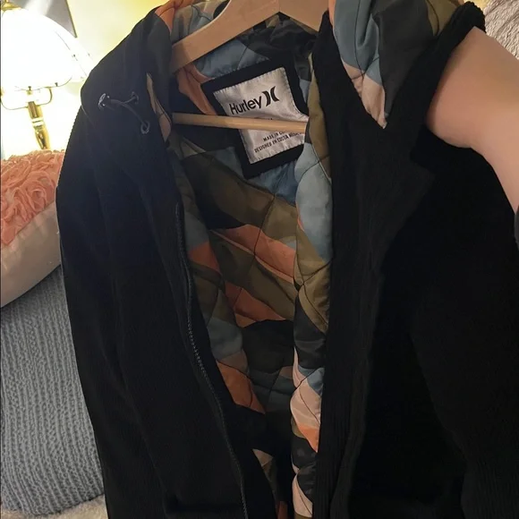 Hurley Black Jacket with Striped corduroy ~XL - Picture 9 of 10